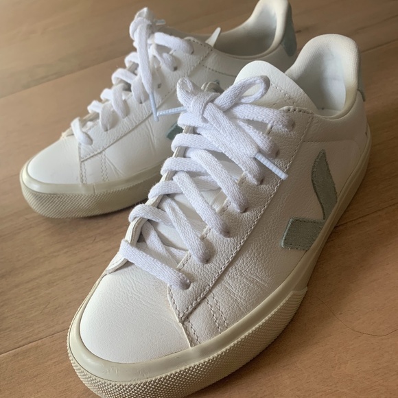 Veja Campo Leather White Matcha Sneakers - Picture 1 of 11